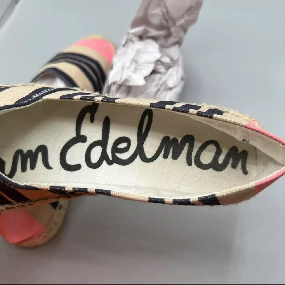 Sam Edelman Verona Espadrille Slip On Women’s 7.5M Navy Pink Striped Boho Canvas